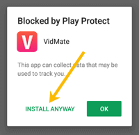 vidmate apk - installation instructions.