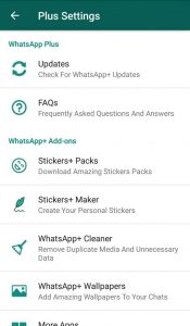 whatsapp plus - settings in the app.
