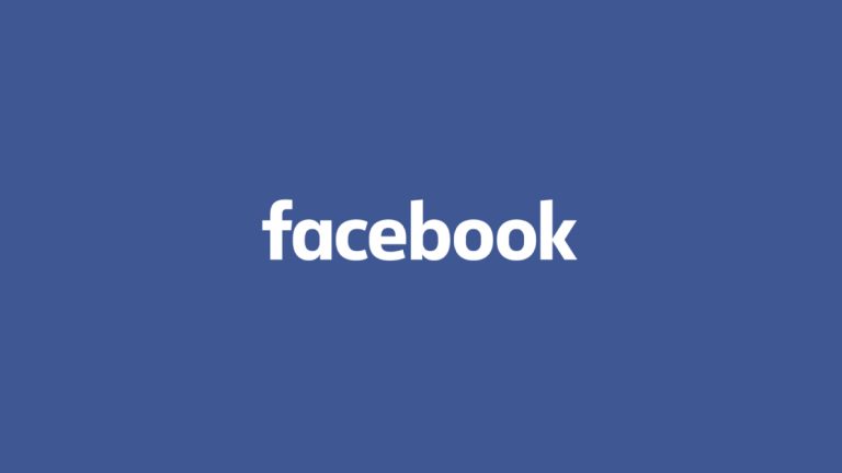 white facebook logo on blue background