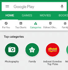 top category view in google play store