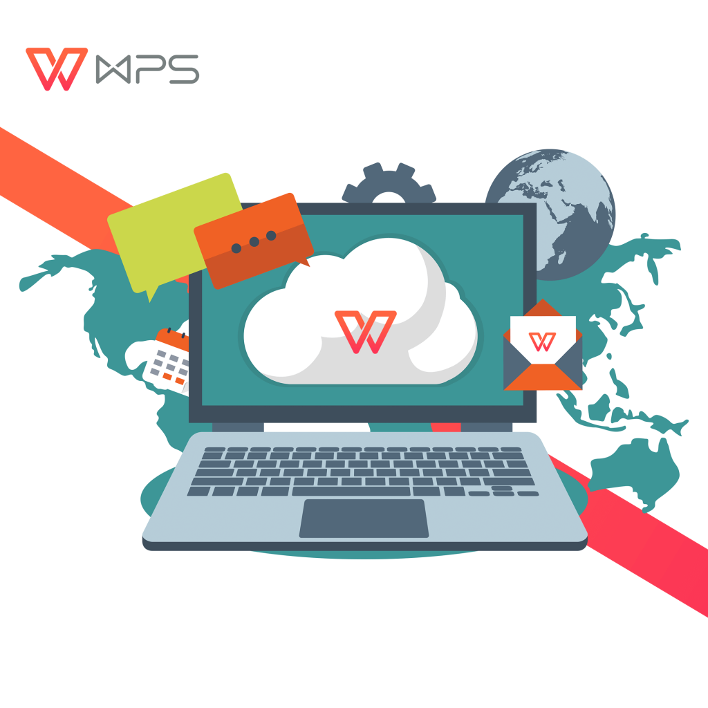 wps office mod apk - logo inside laptop