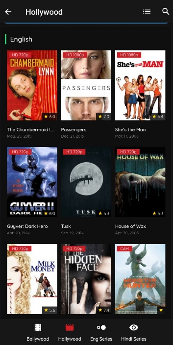see hollywood titles in english in UCmate mod apk