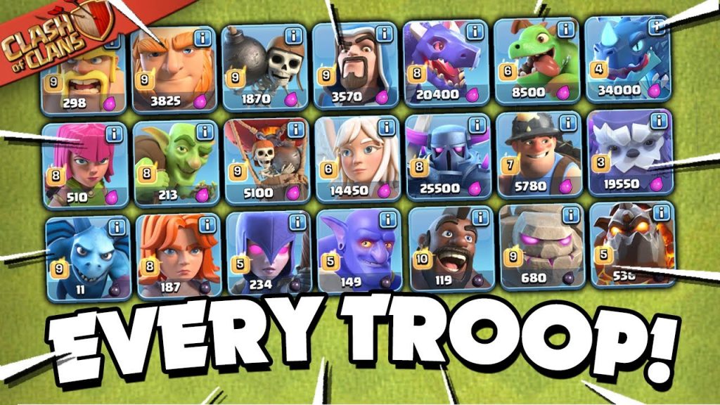 clash of clans mod apk every troop several cahracters