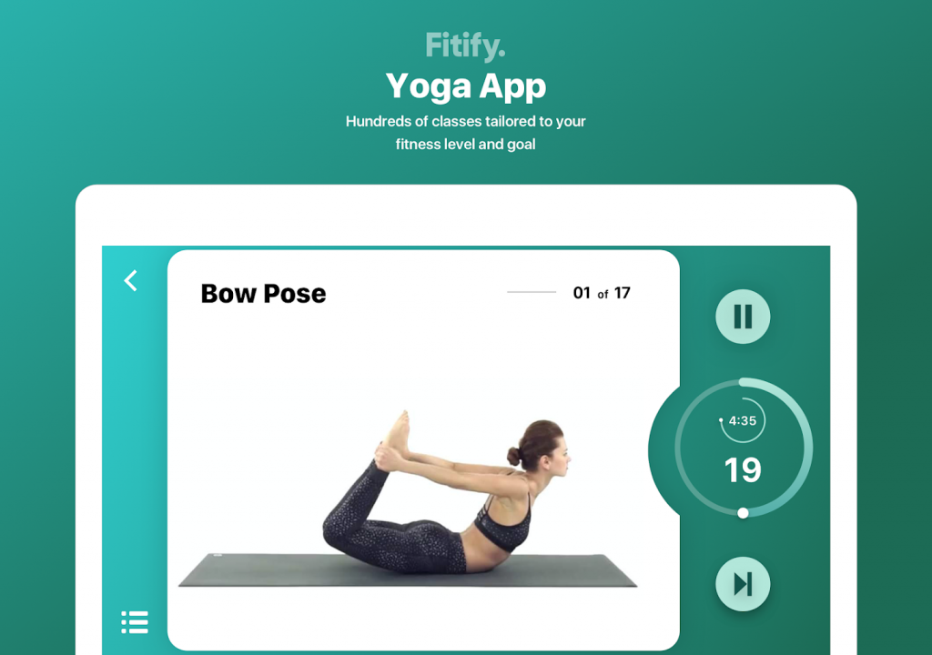 yoga app where there are class and you can do bow pose