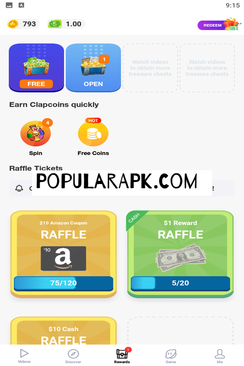 open chest to earn more in clipclaps apk