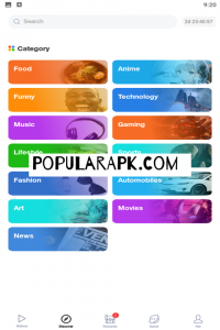 check out various categories in the Clipclaps apk to consume content