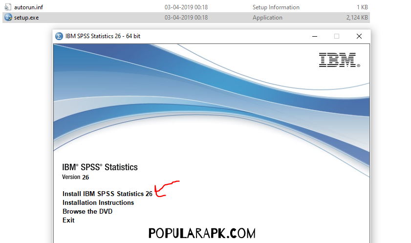 Install IBM spss statistic window on first click