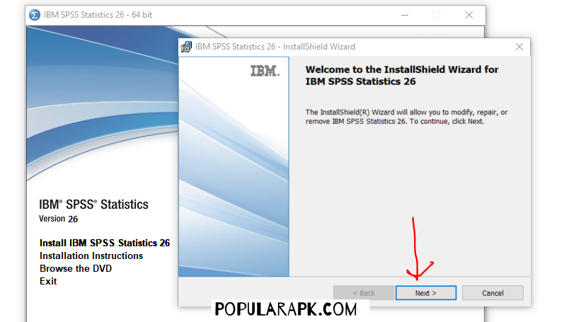 keep clicking on next until your reach the last screen of setup of spss free download.