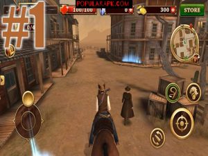 roaming in streets with horse and on screen controls.