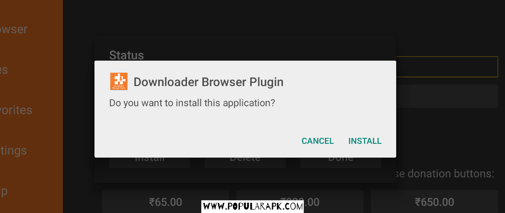 install browser plug in to continue to download apps on tv.