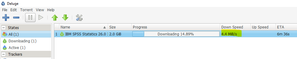 deluge downloading torrent with high speed software.