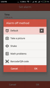 there are several alarm methods which you can select in premium apk.