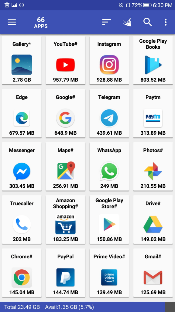 shows how many apps are installed in your device.