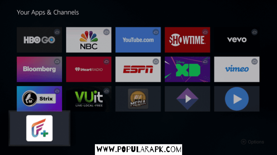 you can see apps and channels at one place in filmplus app.