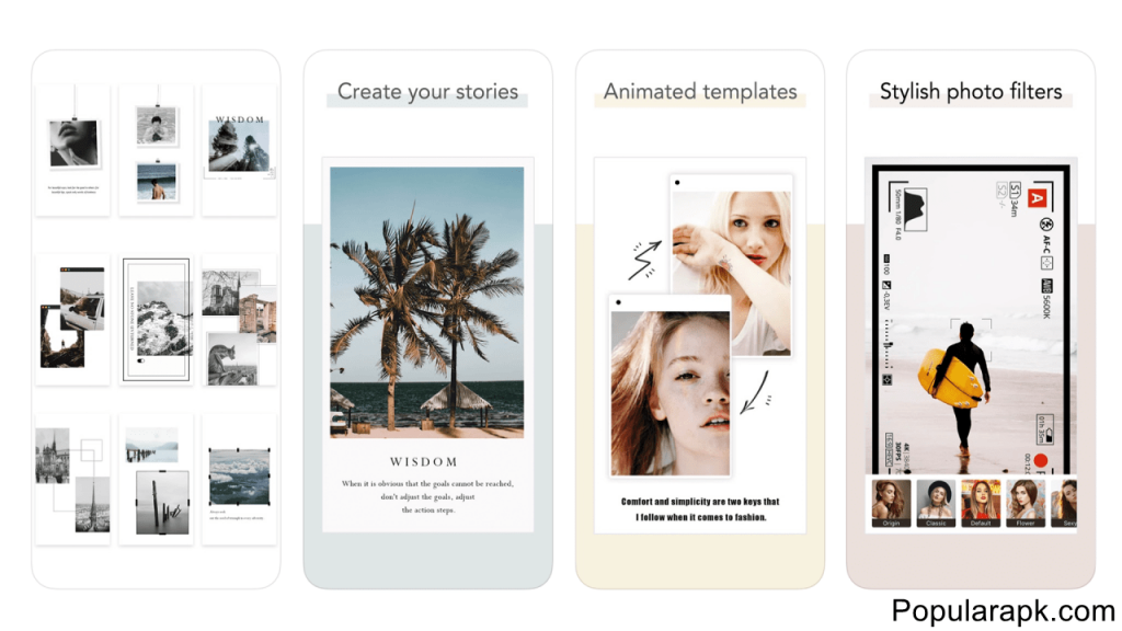 create your stores with animated template and use stylish photo filters in storychic.