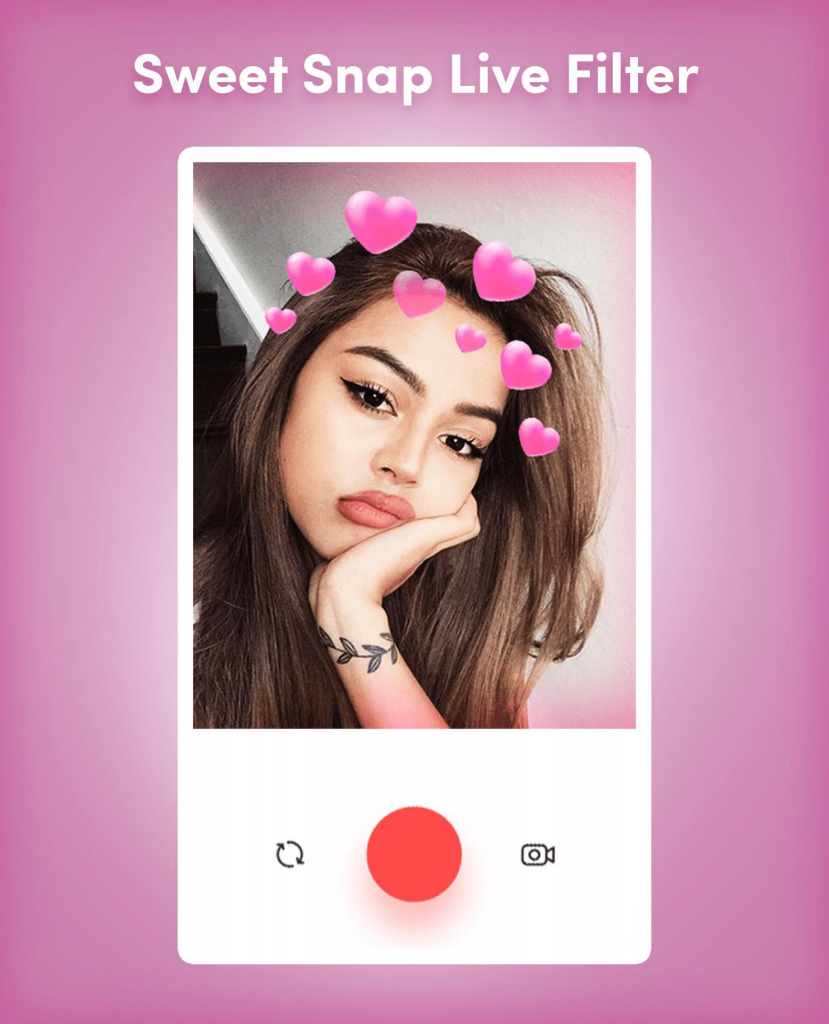 use sweet snap live filter with live camera modes.