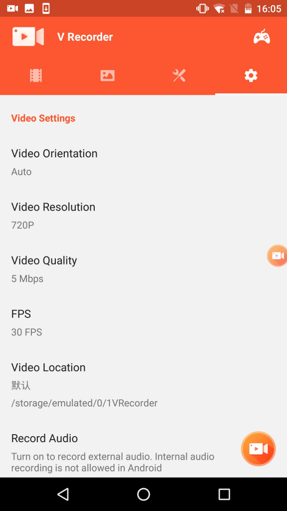 v recorder mod apk video settings menu