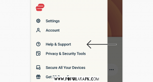 express vpn has a menu with help and support option.