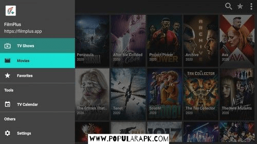 filmplus has segregated movies and TV show categories.