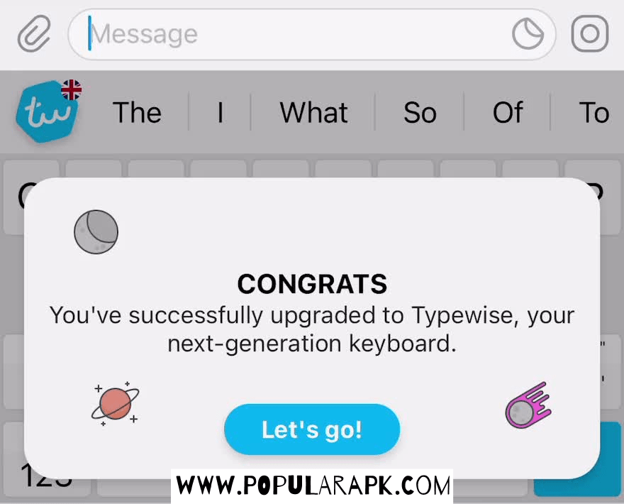 congrats on installing typewise from popularapk.com