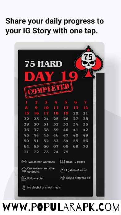 calendar view- 75 hard mod apk