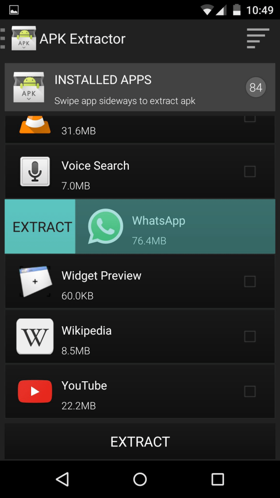 create backup with apk file extraction.