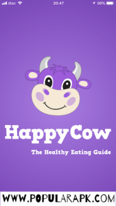 Happycow logo with blue background.