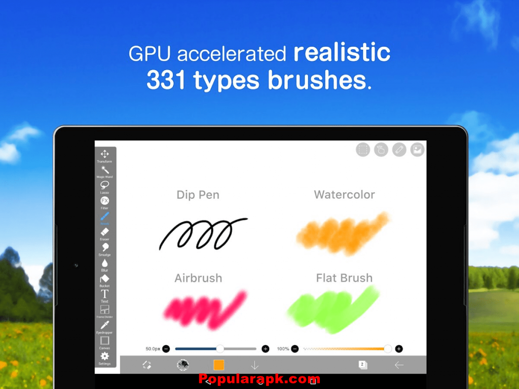 gpu accelarated realistic 331 type brushes.