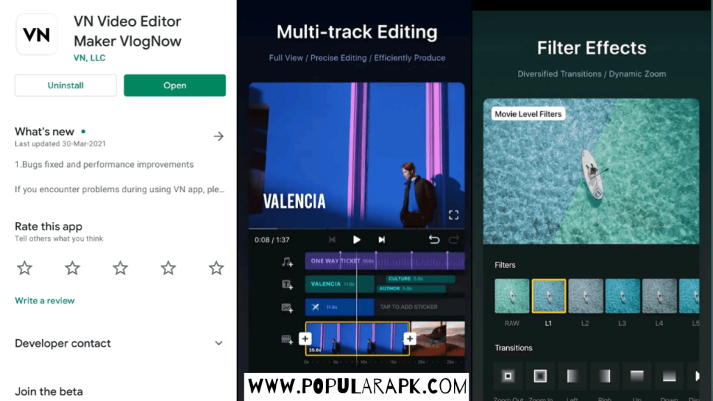 vn video editor mod apk has powerful features, the usage of the app is very simple.