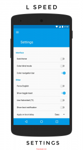 setting screen of the app with more options and features.