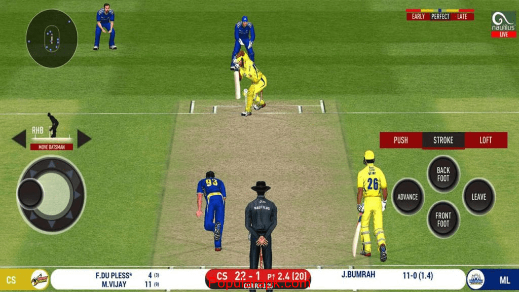 on screen controls for bowlers and batsman