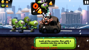 run with four zombies into the car to flip it over.