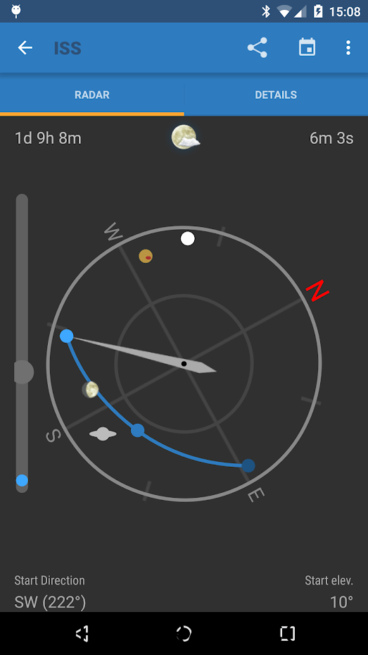 use compass and gps to find the exact location of all flying objects in space.