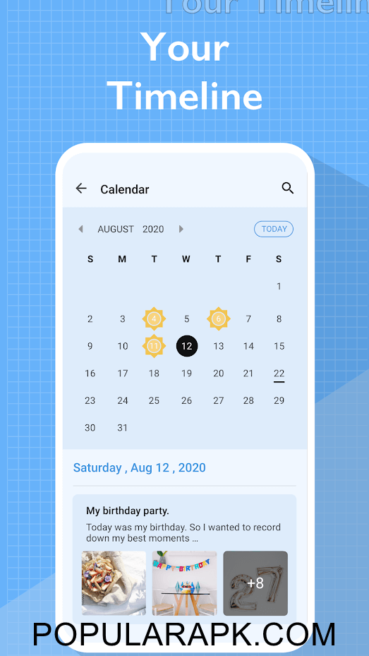 calendar with reminder for journaling
