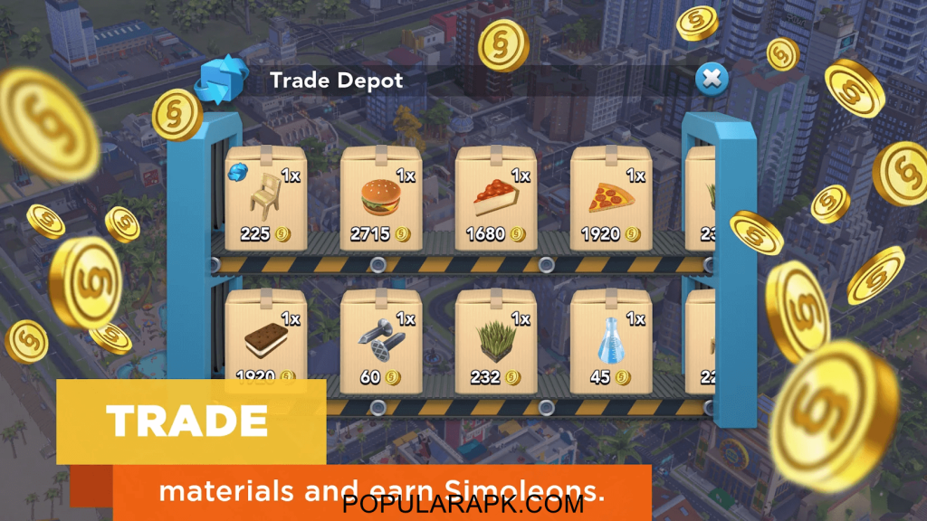 buy items from shop for increasing your city wealth.