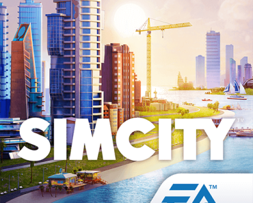 simcity logo with sunrise in background.