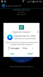 superuser request in supersume to remove bloatware