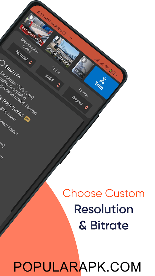 choose custom resolution for your videos to compress