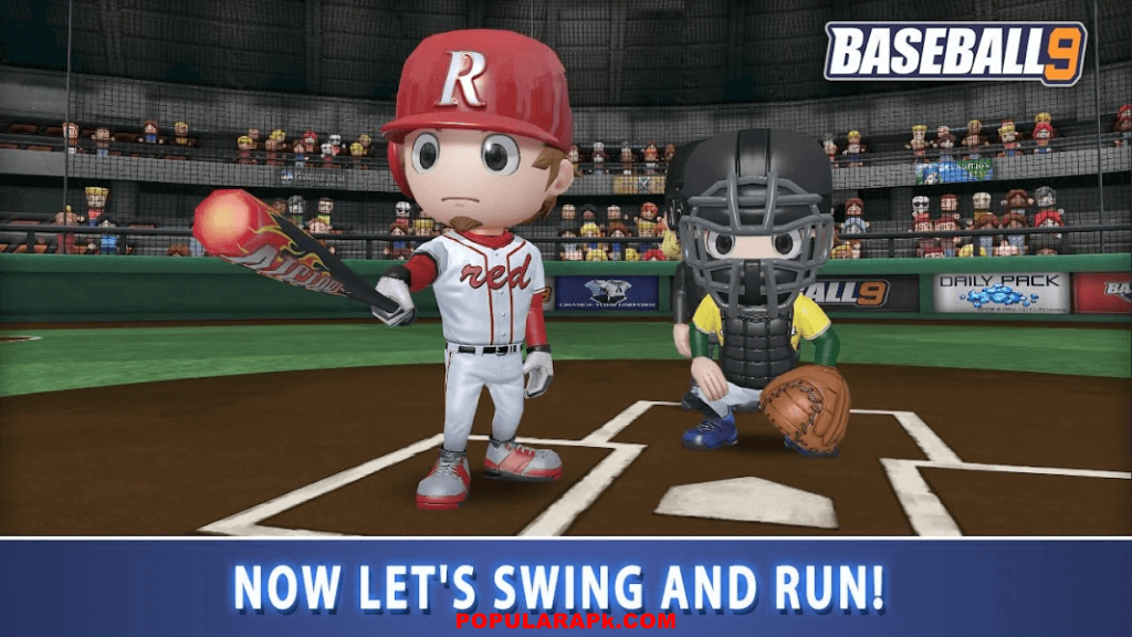 swing and run baseball bat in baseball 9 game