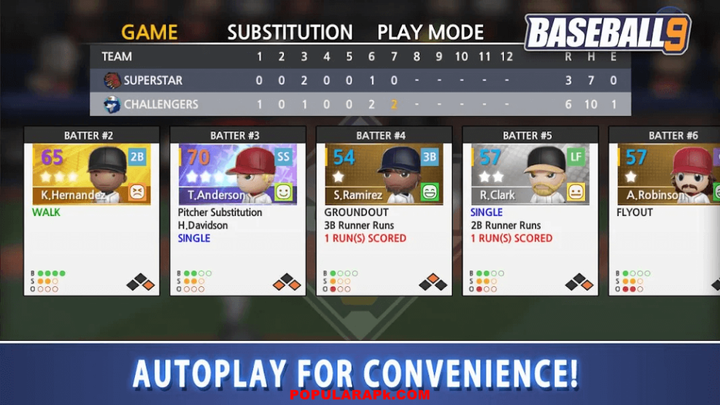 baseball 9 mod apk has autoplay for convenience.