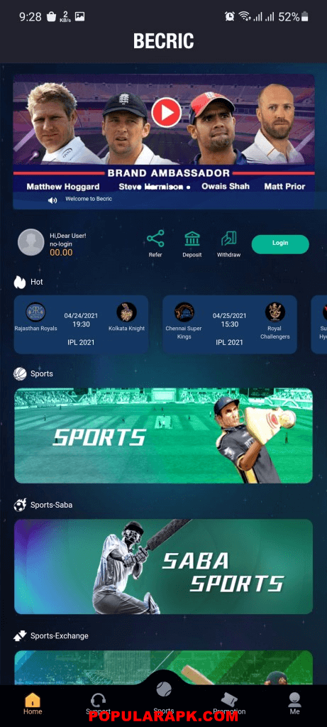 watch sports on becric.