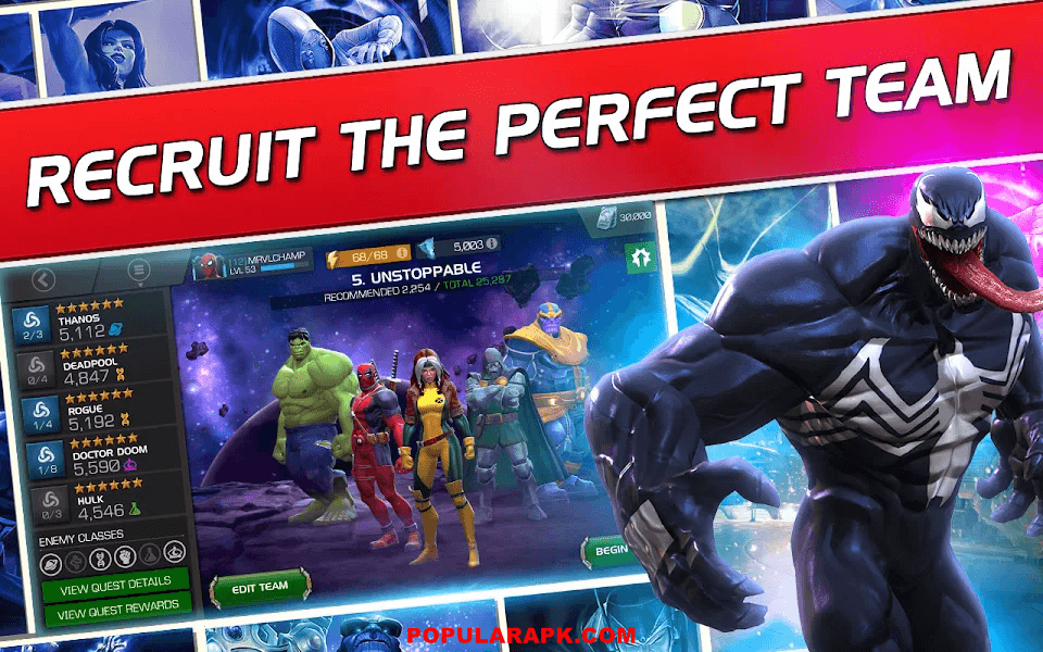 you can rcruit your own team of marvel heroes in this game.