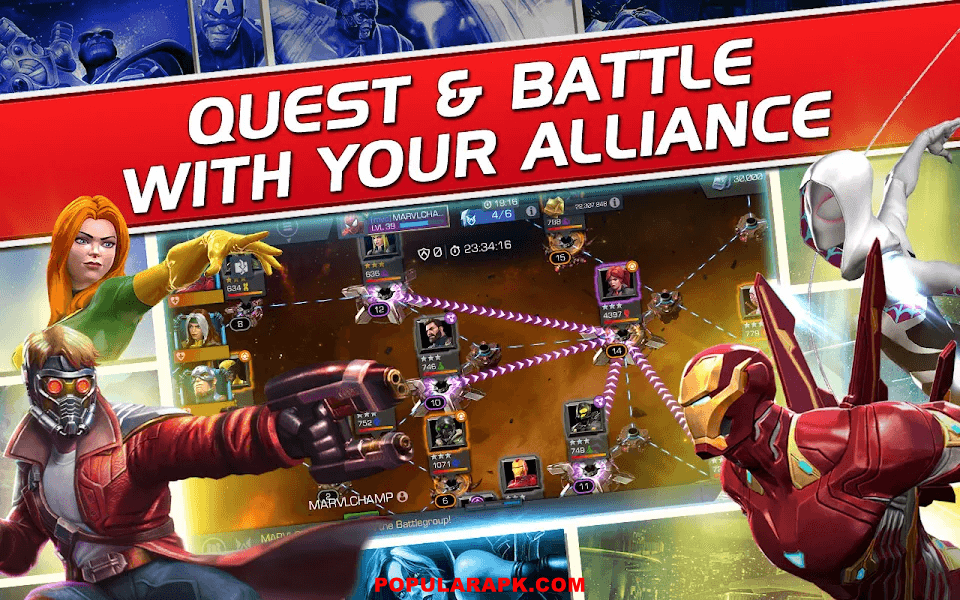 make allaiance to battle through tough levels in marvel contest of champions mod apk.