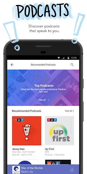 Listen to the interesting podcasts with this music app.