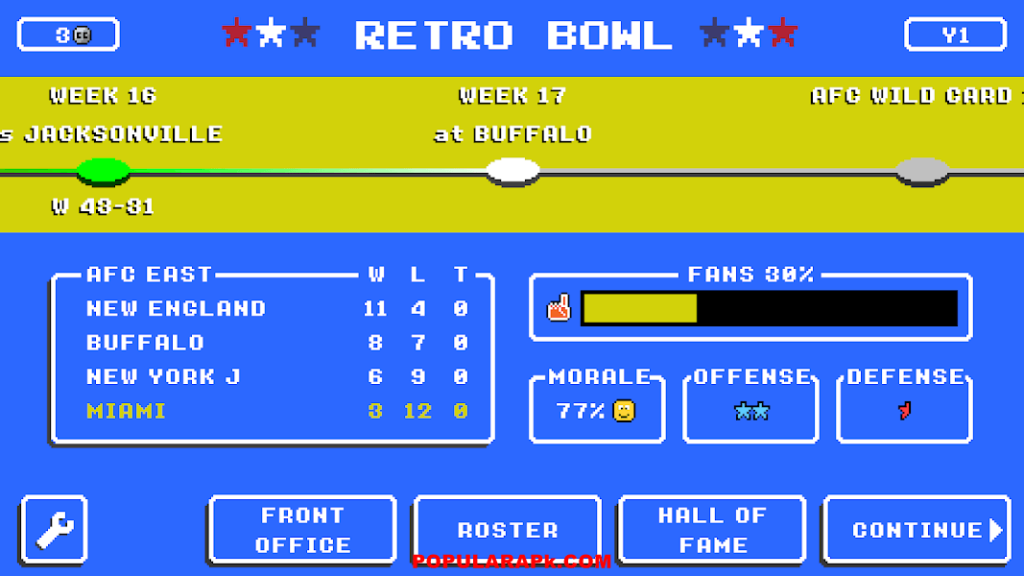 retro bowl game score board.