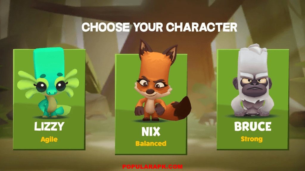 there are many different animal characters to choose from.