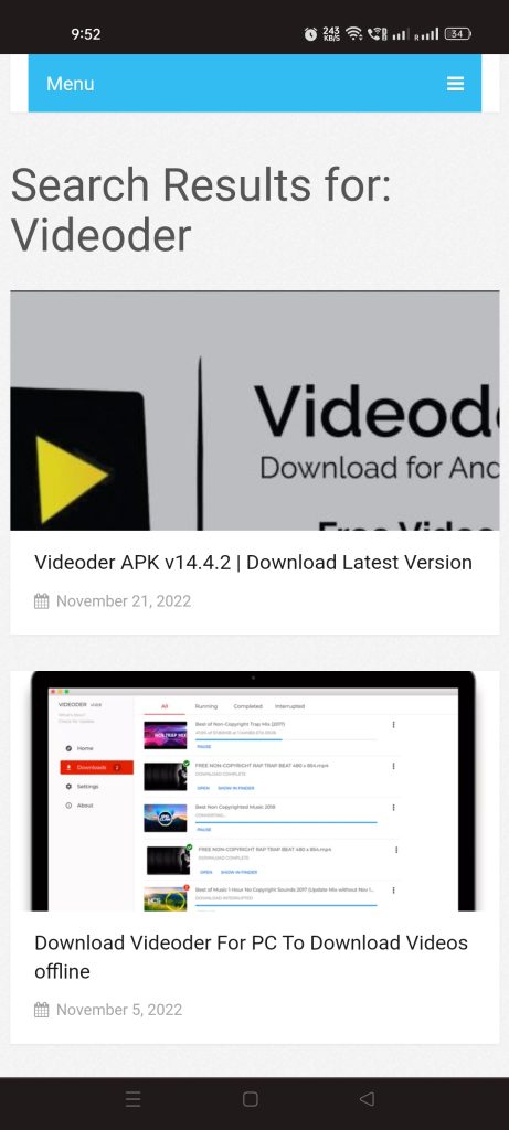 search for videoder in popularapk.com